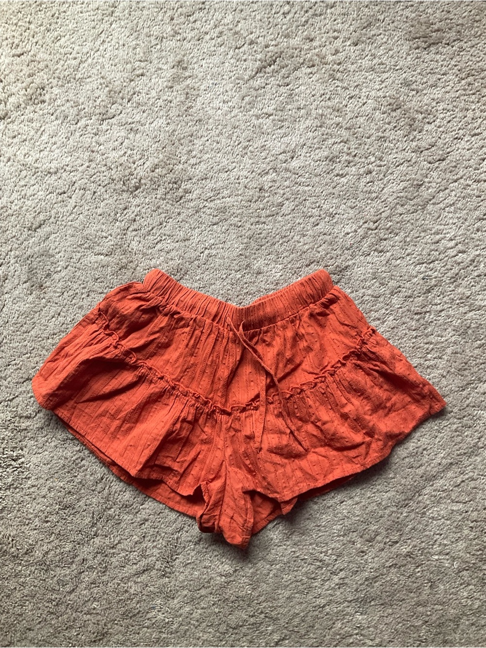 SHEIN Orange Tiered Eyelet Shorts